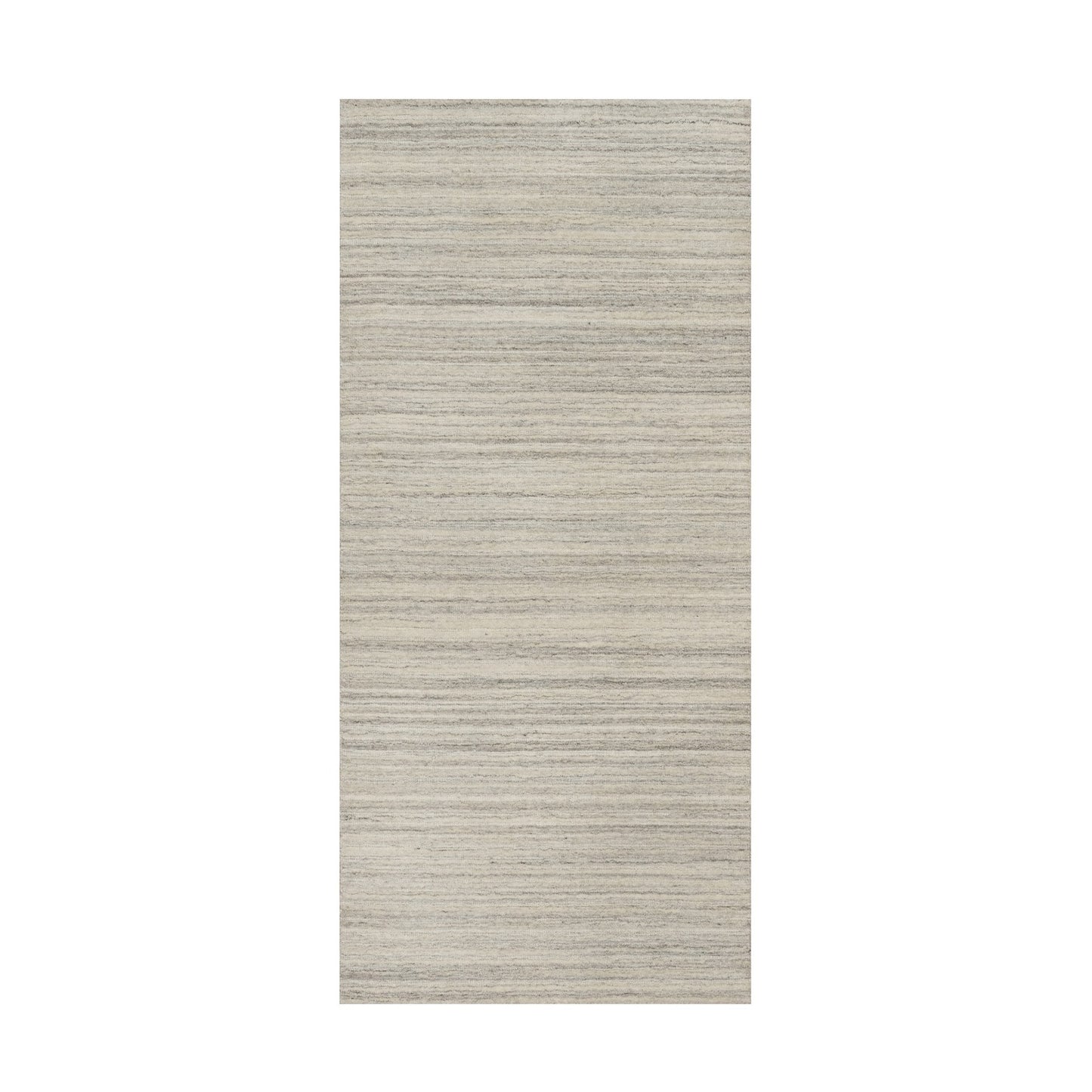 2'8"X6' Beige Plain Modern Design Hand Loomed Undyed Pure Wool Runner Rug