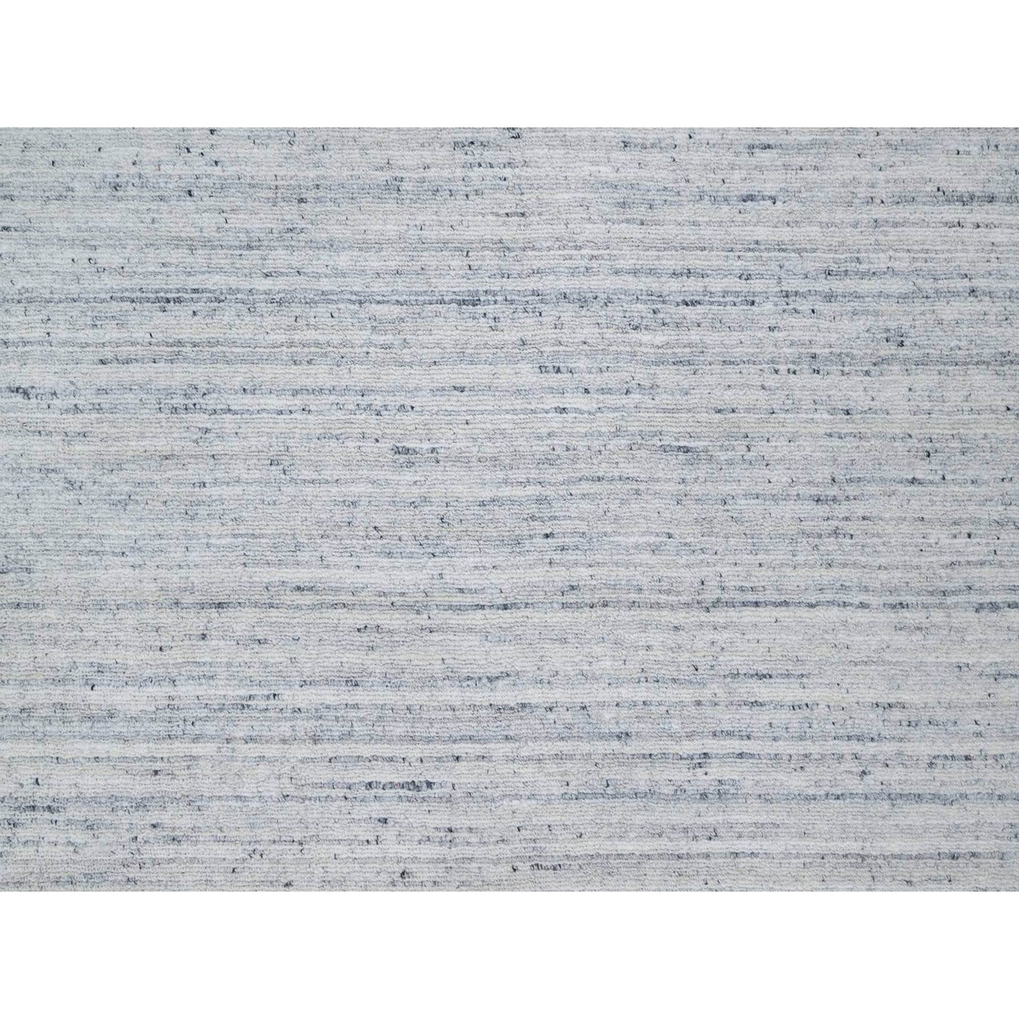 9'X12' Misty Gray Modern Striae Design,Natural Wool Hand Loomed Rug