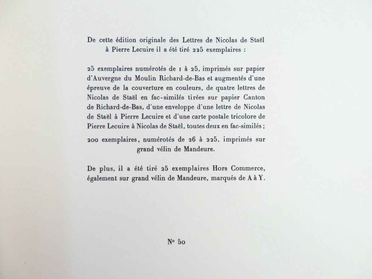 Nicolas De Stael -Lettres De Nicolas De Stael A Pierre Lecuire 1966 Ed225 Signed