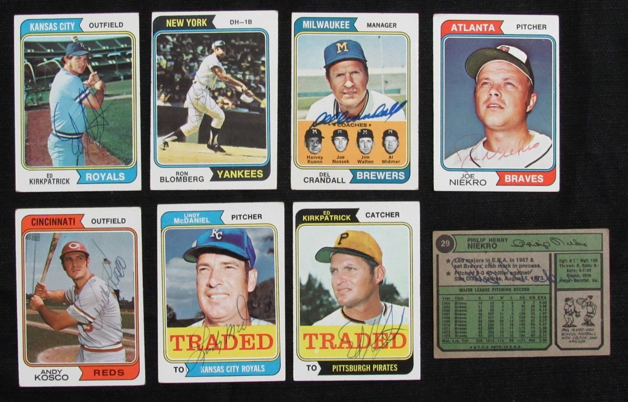Lot Of (37) Autographed 1974 Topps Baseball Cards