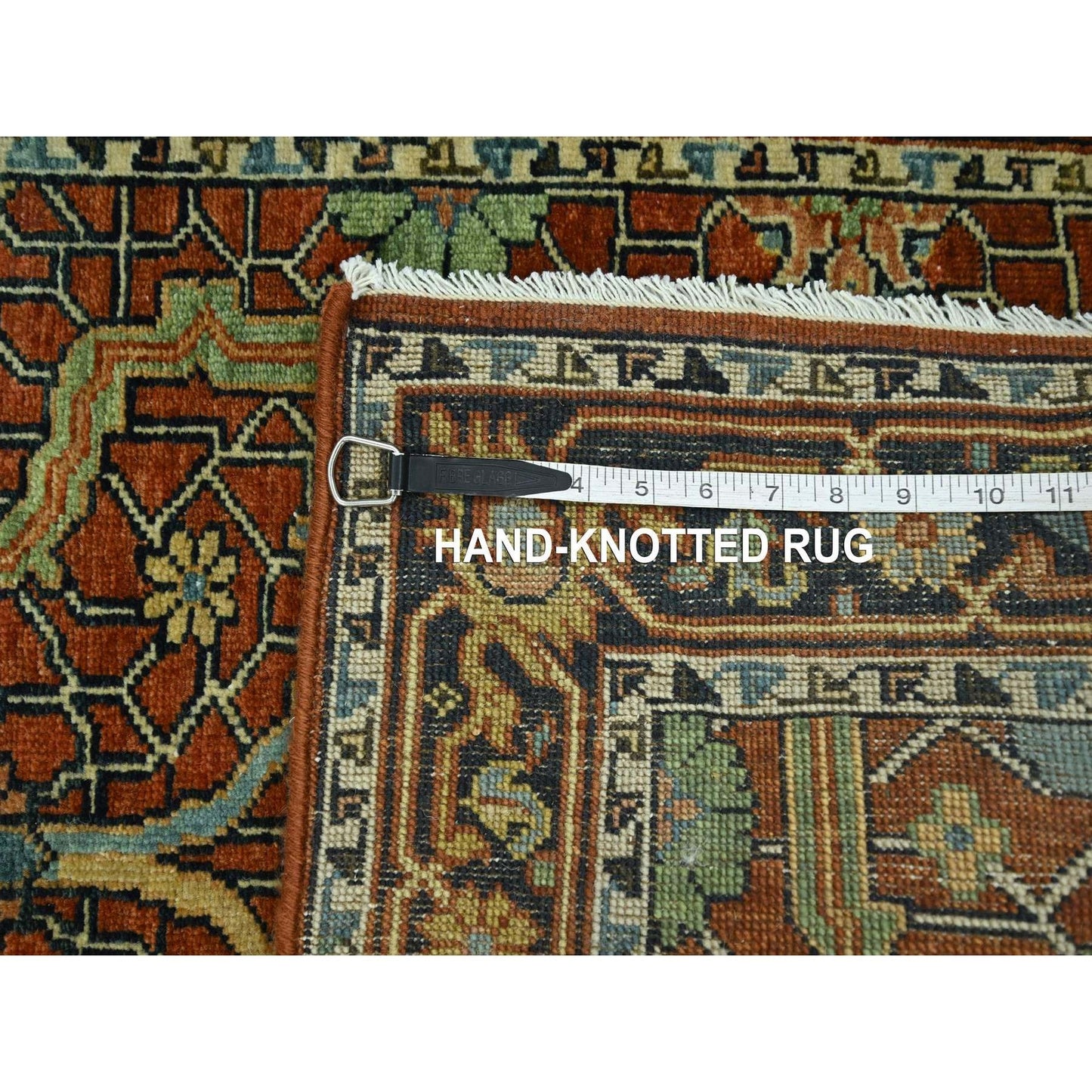 2'6"X12' Auburn Red Heris All Over Design Hand Knotted Wool Runner Rug