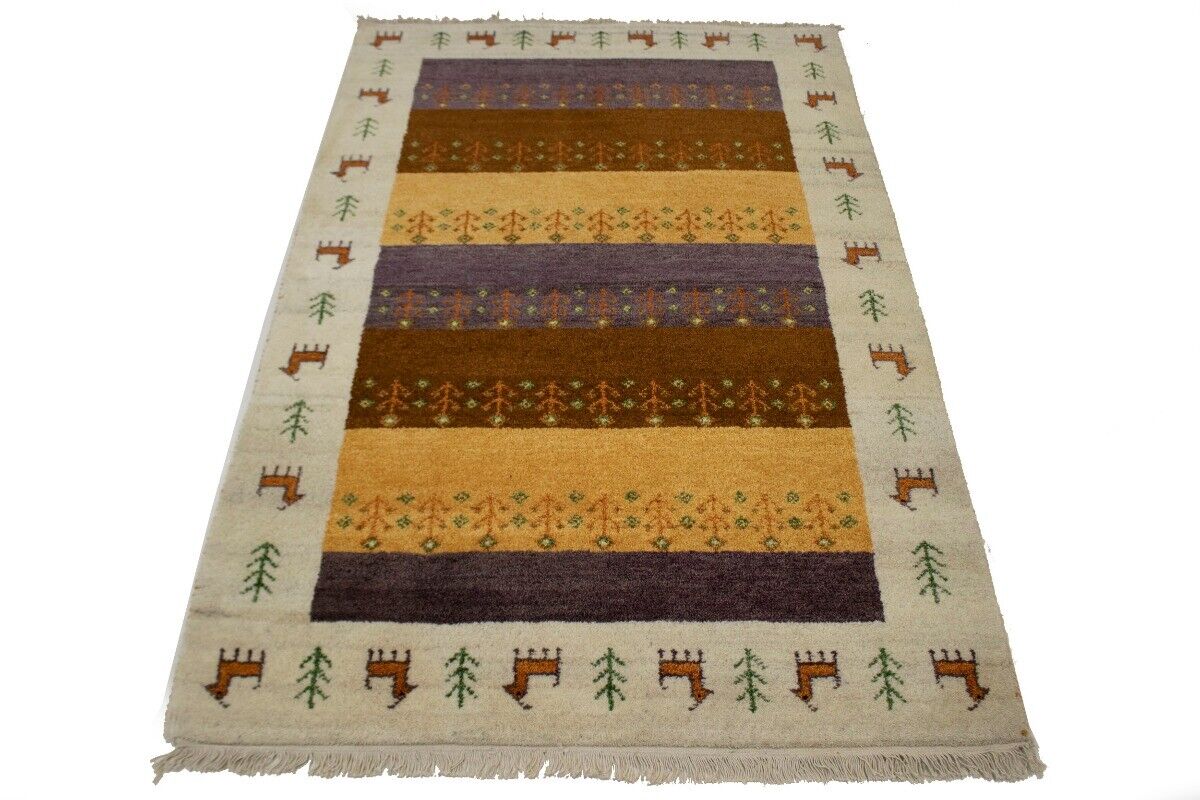 Handmade Indo-Gabbeh Tribal Design Wool Oriental