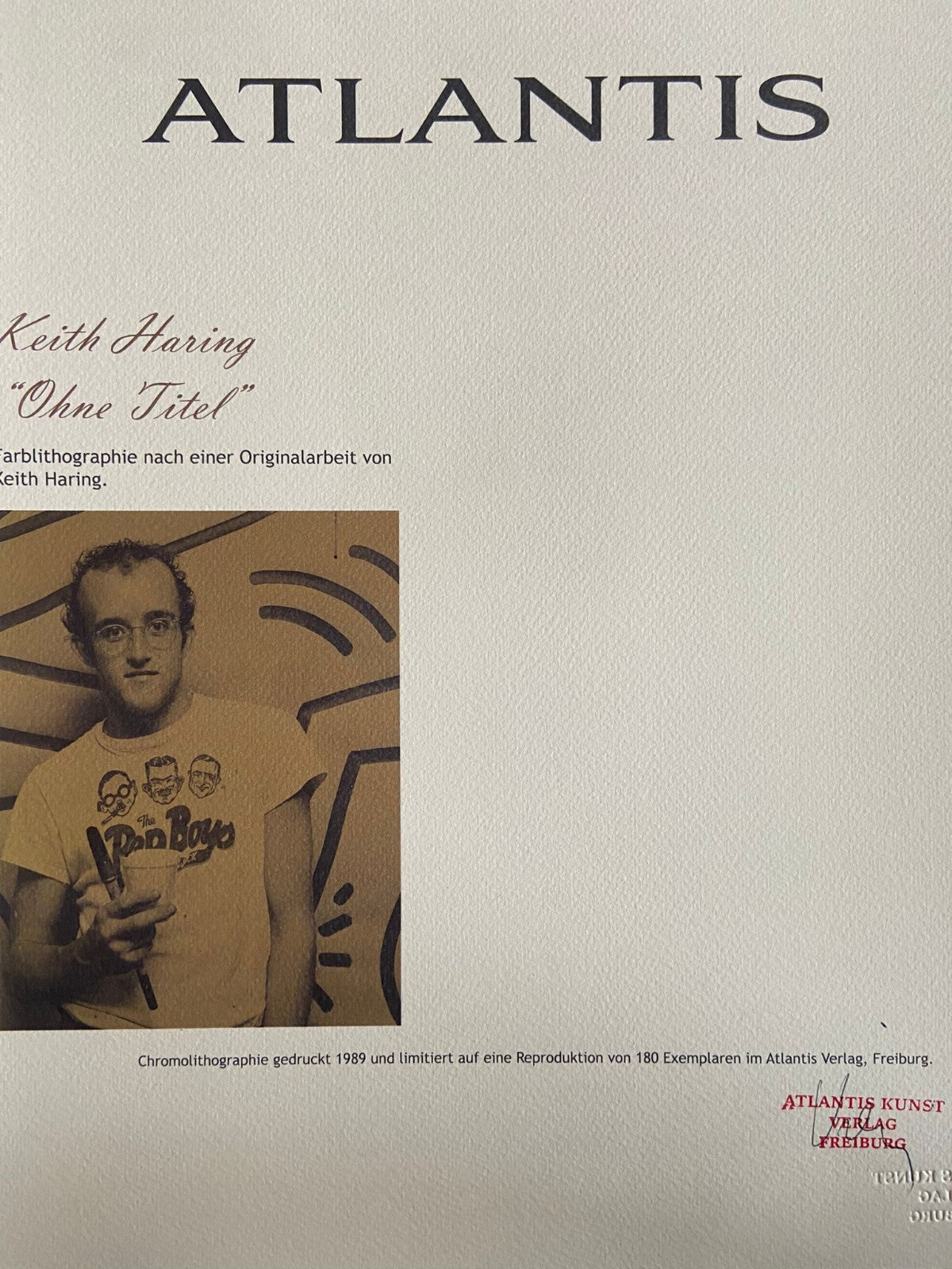 Keith Haring Lithograph Coa Signed And Numbered By Hand Stamp