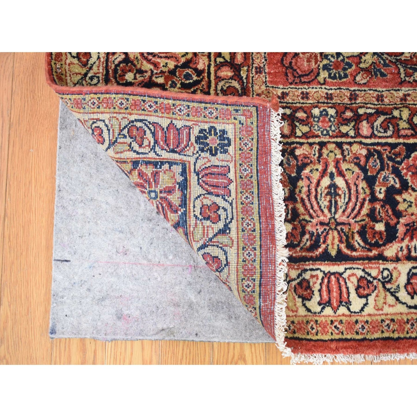7'10"X9'10" Red Farsian Saroogh Soft Wool Hand Knotted Full Pile Rug