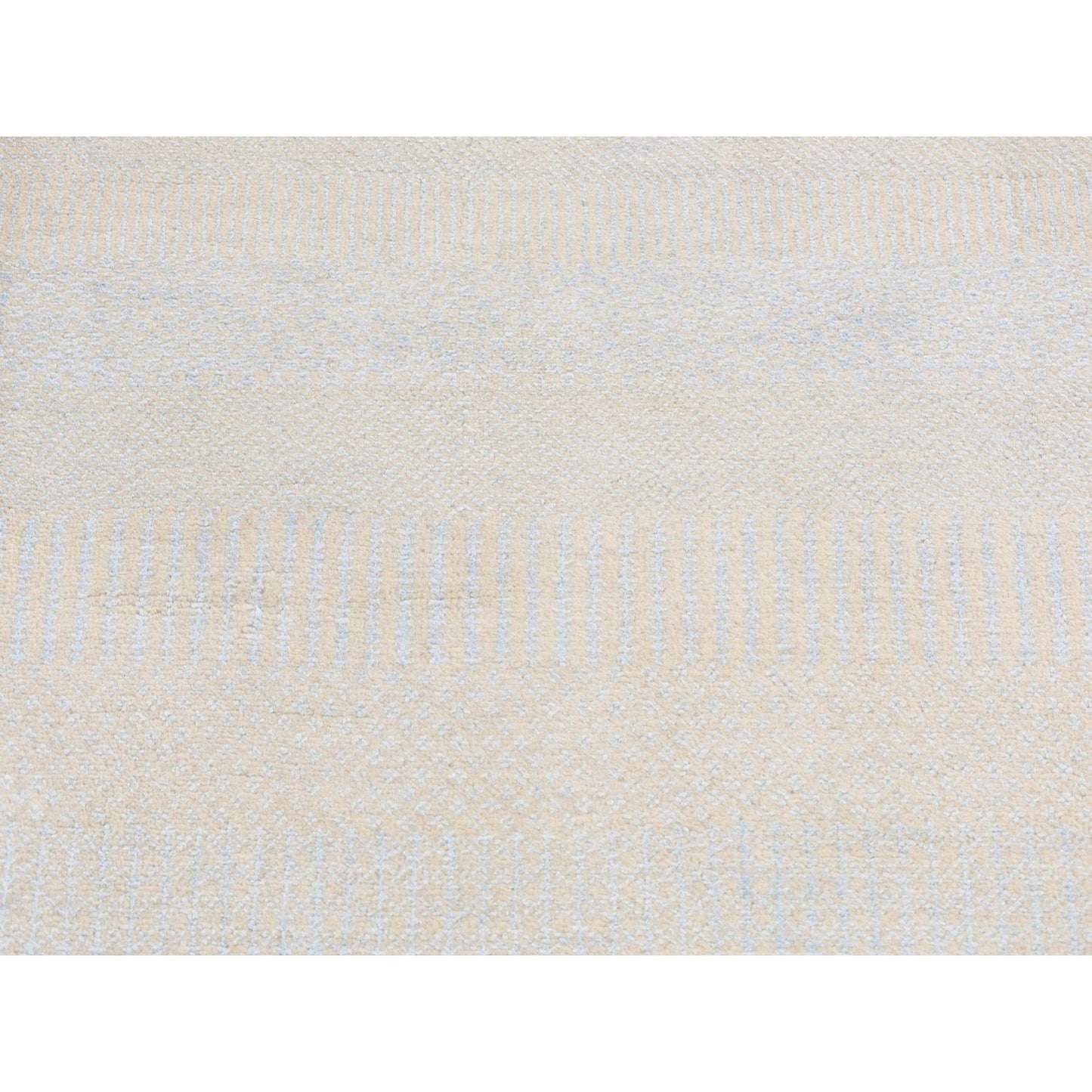 2'7"X8'4" Ivory Grass Design Gabbeh Wool And Silk Hand Knotted Runner Rug