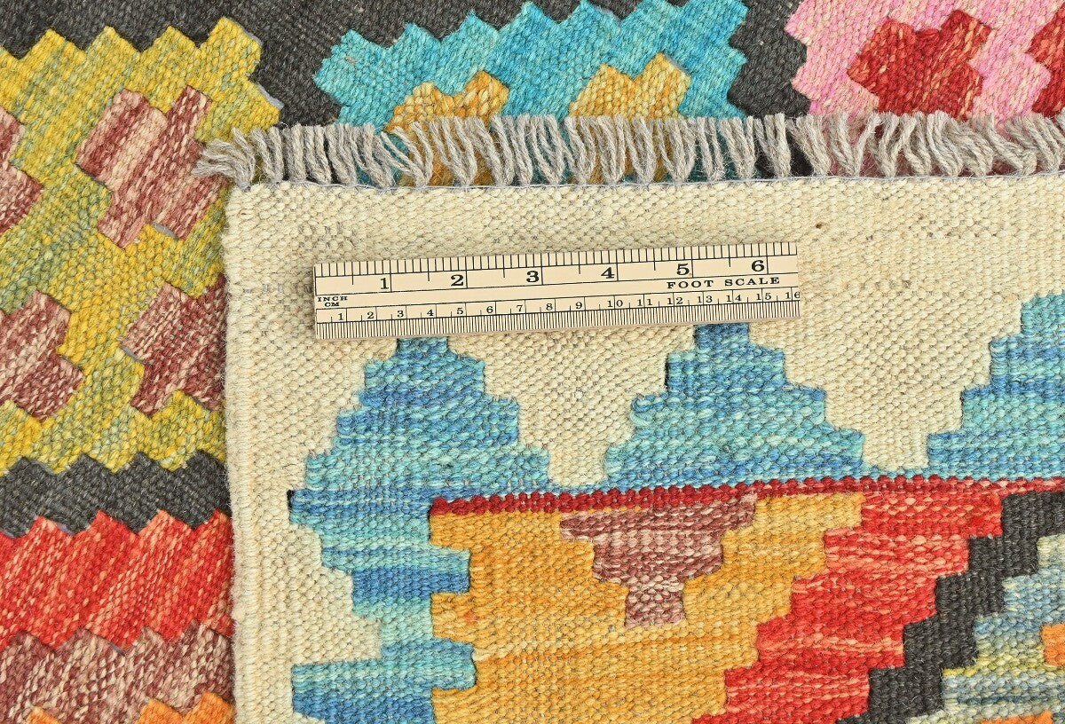 4X6 Ft Kilim Oriental Rug Multicolor Geometric