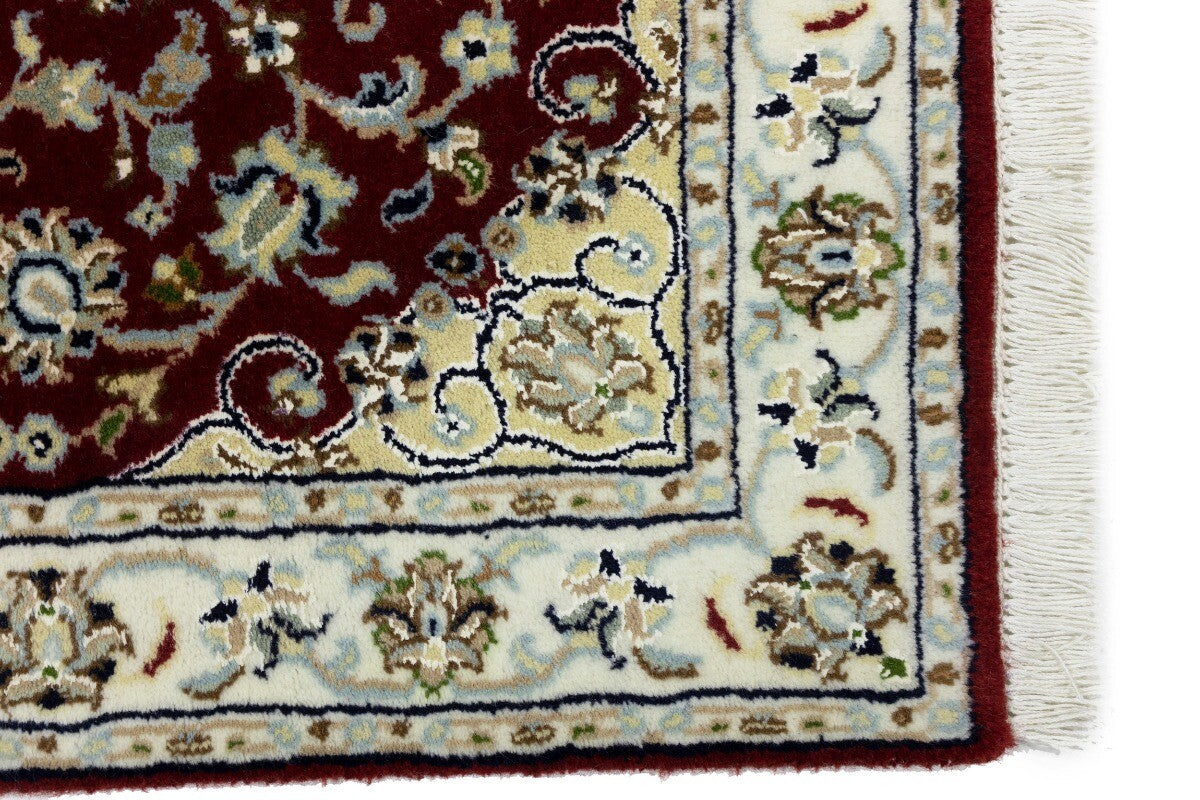 Small Hand-Knotted Red Floral Indo-Nain Oriental