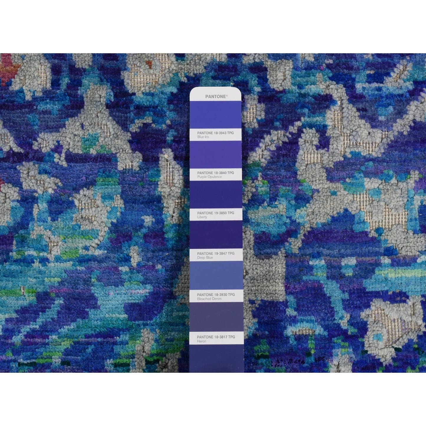 5'1"X7' Sapphire Blue The Peacock Sari Silk Hand Knotted Oriental Rug