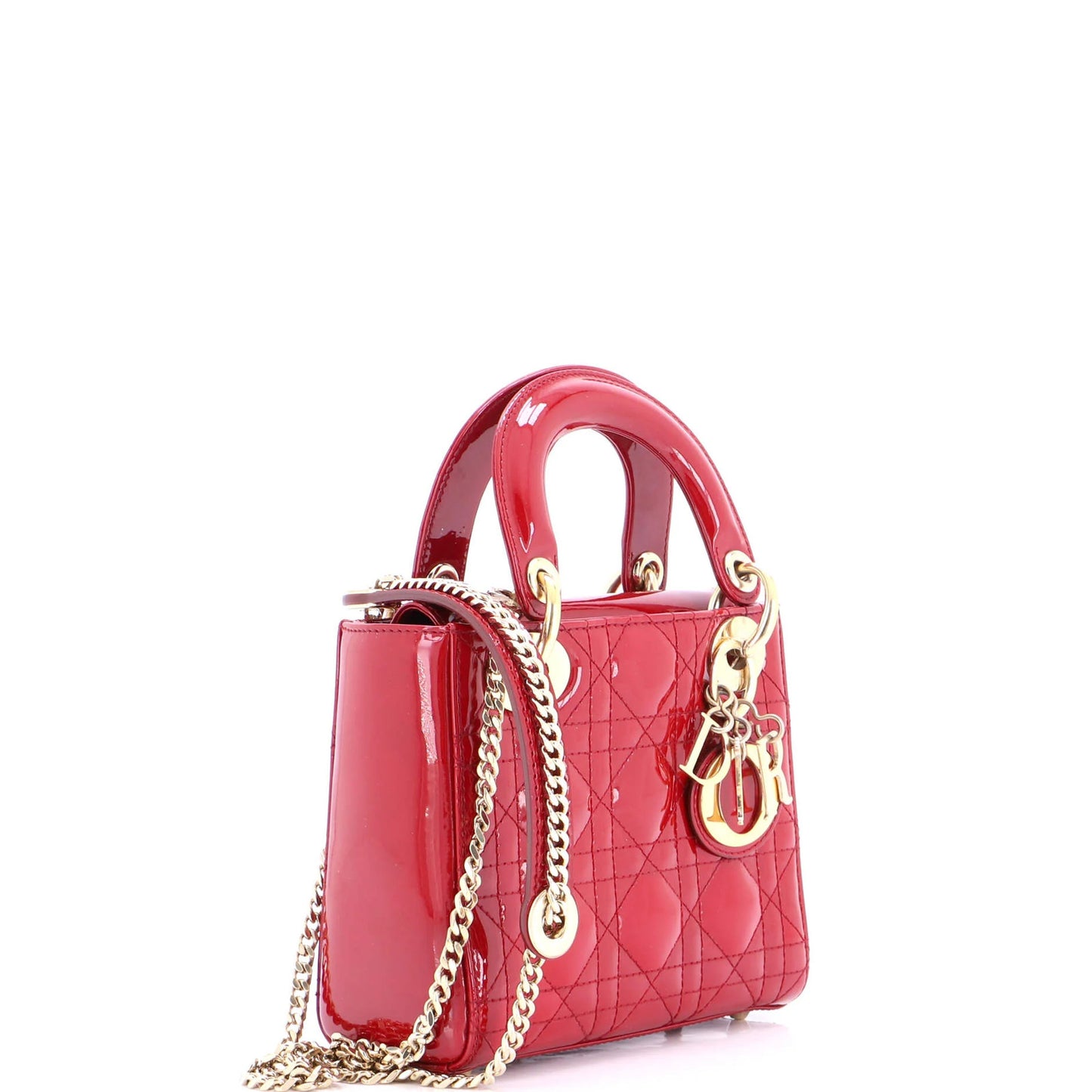 Christian Dior Lady Dior Chain Bag Cannage Quilt Patent Mini