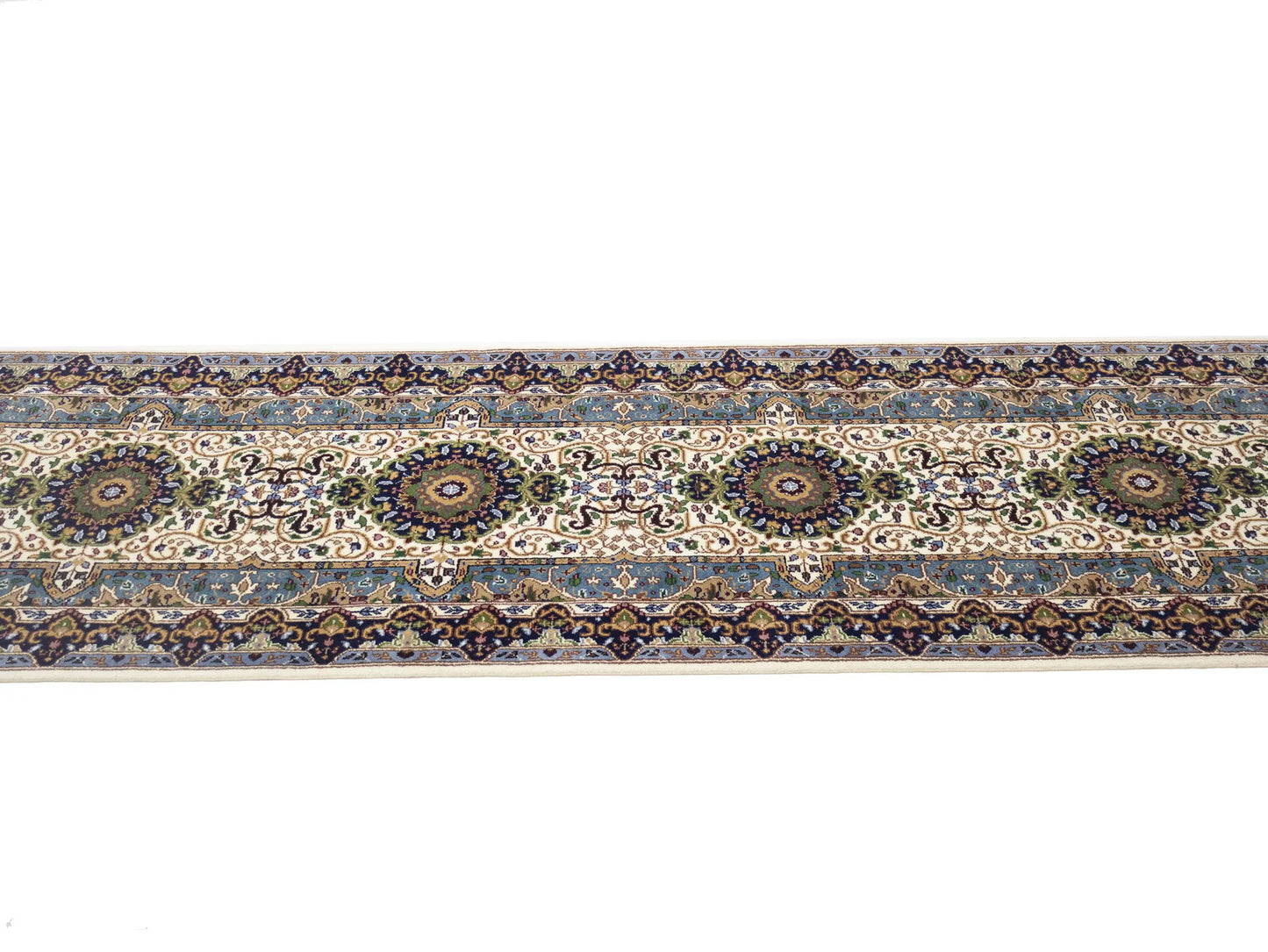 Handmade Kirman Oriental Runner Rug Floral Design