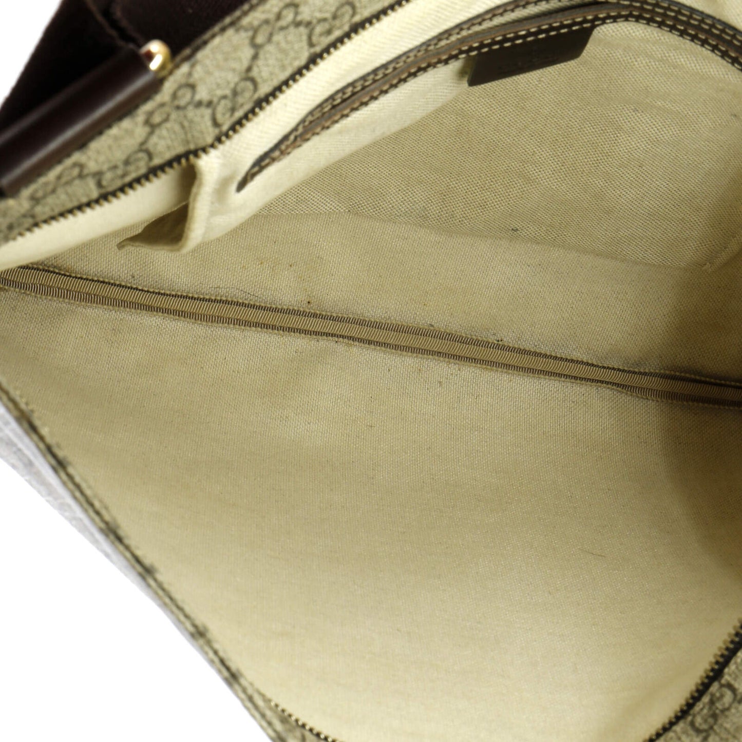 Gucci Zip Top Messenger Bag Gg Coated Canvas Large