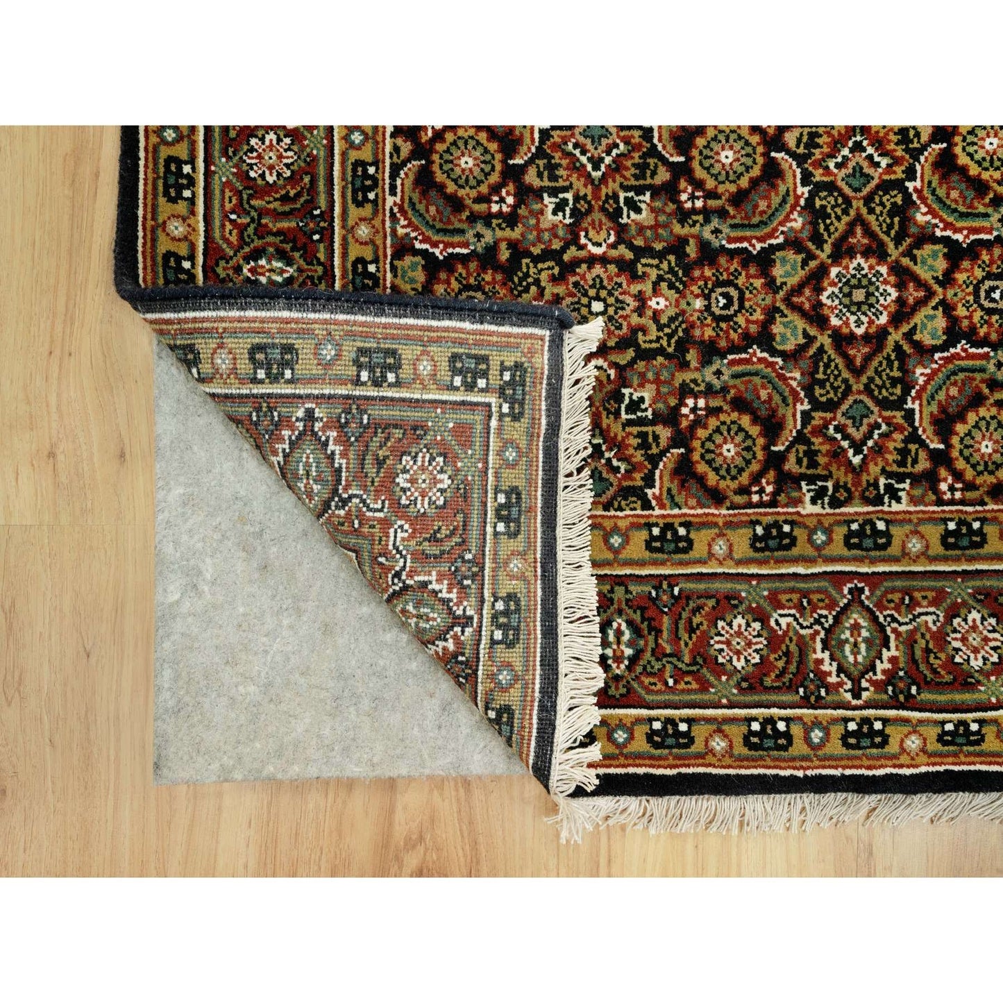 4'X11'9" Hague Blue Fish Herati Design Hand Knotted Wide Runner Rug