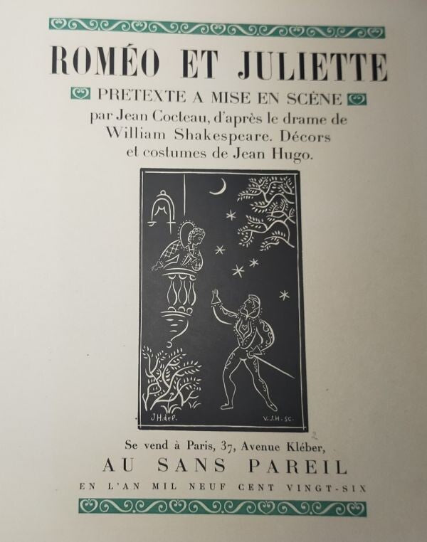 Jean Cocteau Romeo Et Juliette 1St Edition 1926 Jean Hugo Hand-Colored Woodcuts