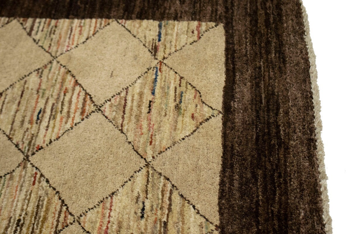 ft Handmade Gabbeh Chobi Oriental Rug Modern Tribal Border Plush Rare Carpet 4X6