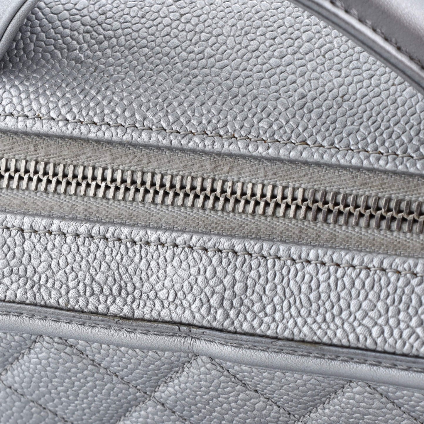 Chanel Filigree Vanity Case Quilted Metallic Caviar Medium