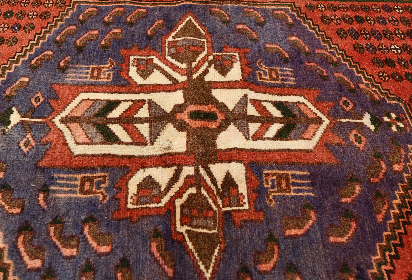 Hand-Knotted Oriental Rug Rusty Red Tribal Design