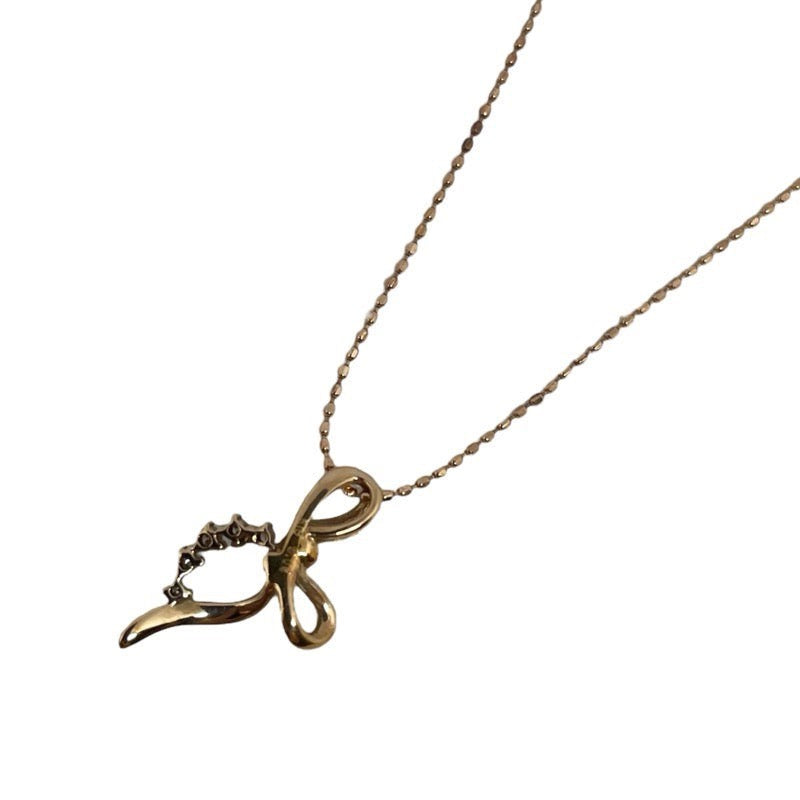 Ribbon Motif Diamond Necklace K18Pg