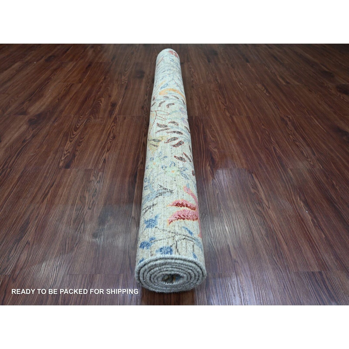 5'2"X7'4" Gray Afghan Peshawar Birds Design Soft Wool Hand Knotted Rug