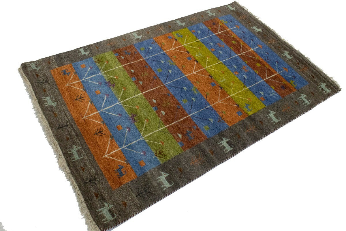 Modern Multicolored Pictorial Tribal Gabbeh Rug