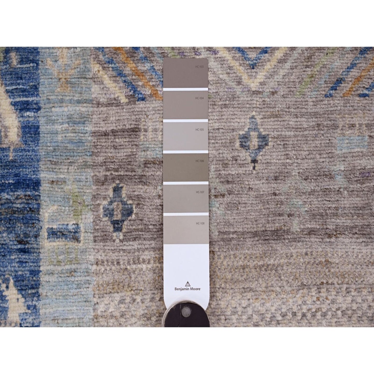 2'8"X19'1" Blue Kashkuli Animal Figurines Wool Hand Knotted Runner Rug