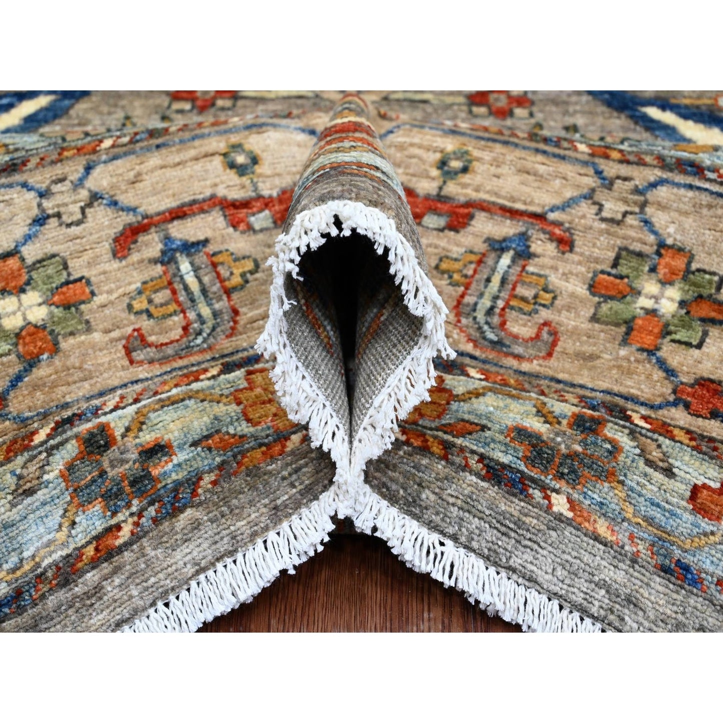 9'X12' Gray Peshawar With Bijar Garus Design Hand Knotted Pure Wool Rug