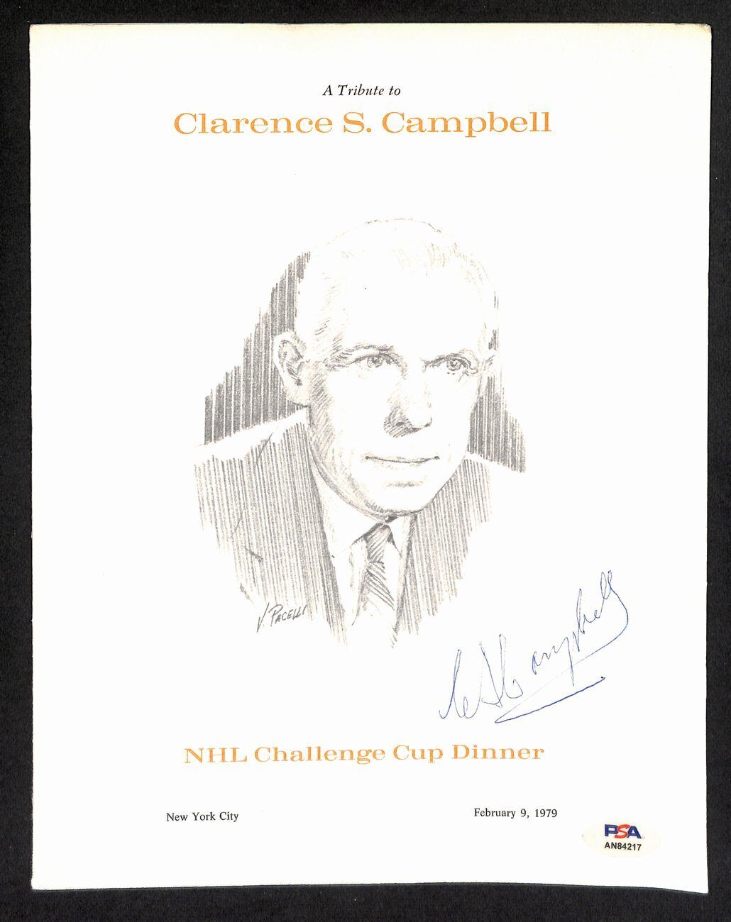 Clarence Campbell Signed/Auto 2/9/1979 Tribute