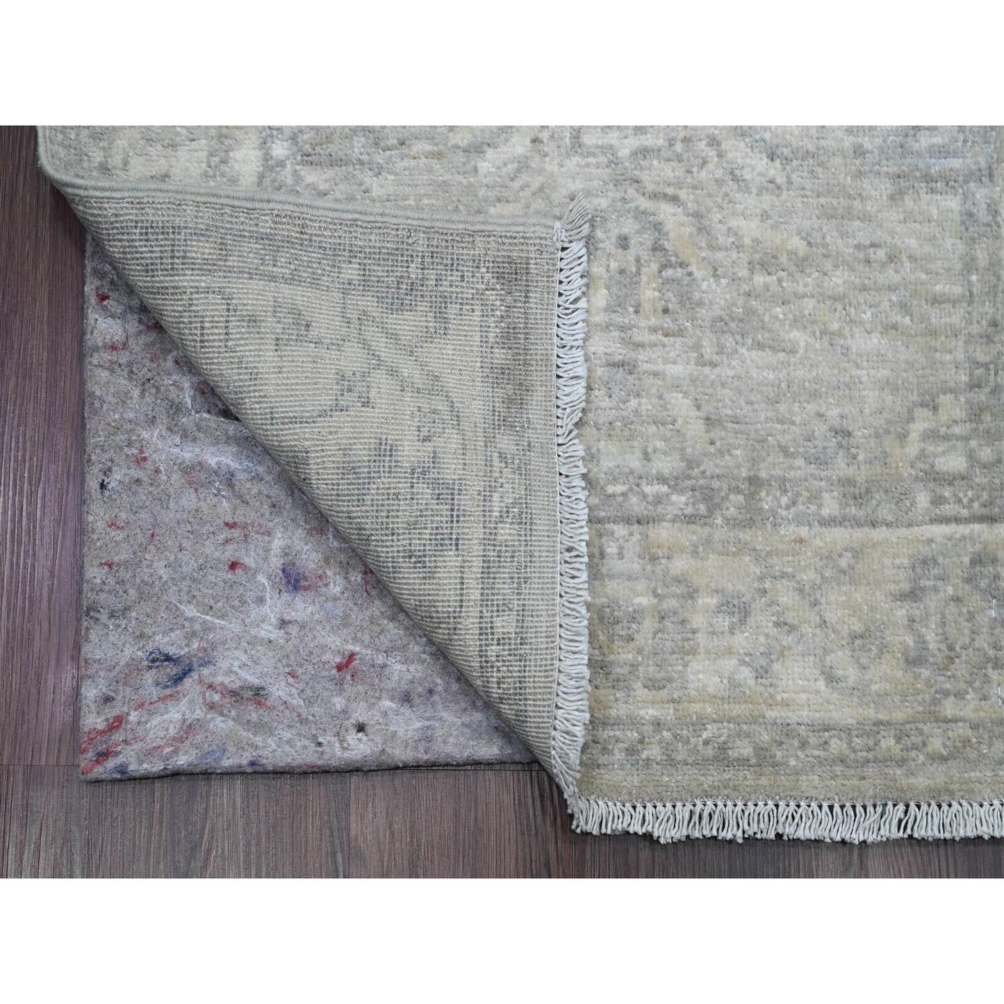 2'4"X29'3" White Heris All Over Design Pure Wool Hand Knotted Runner Rug