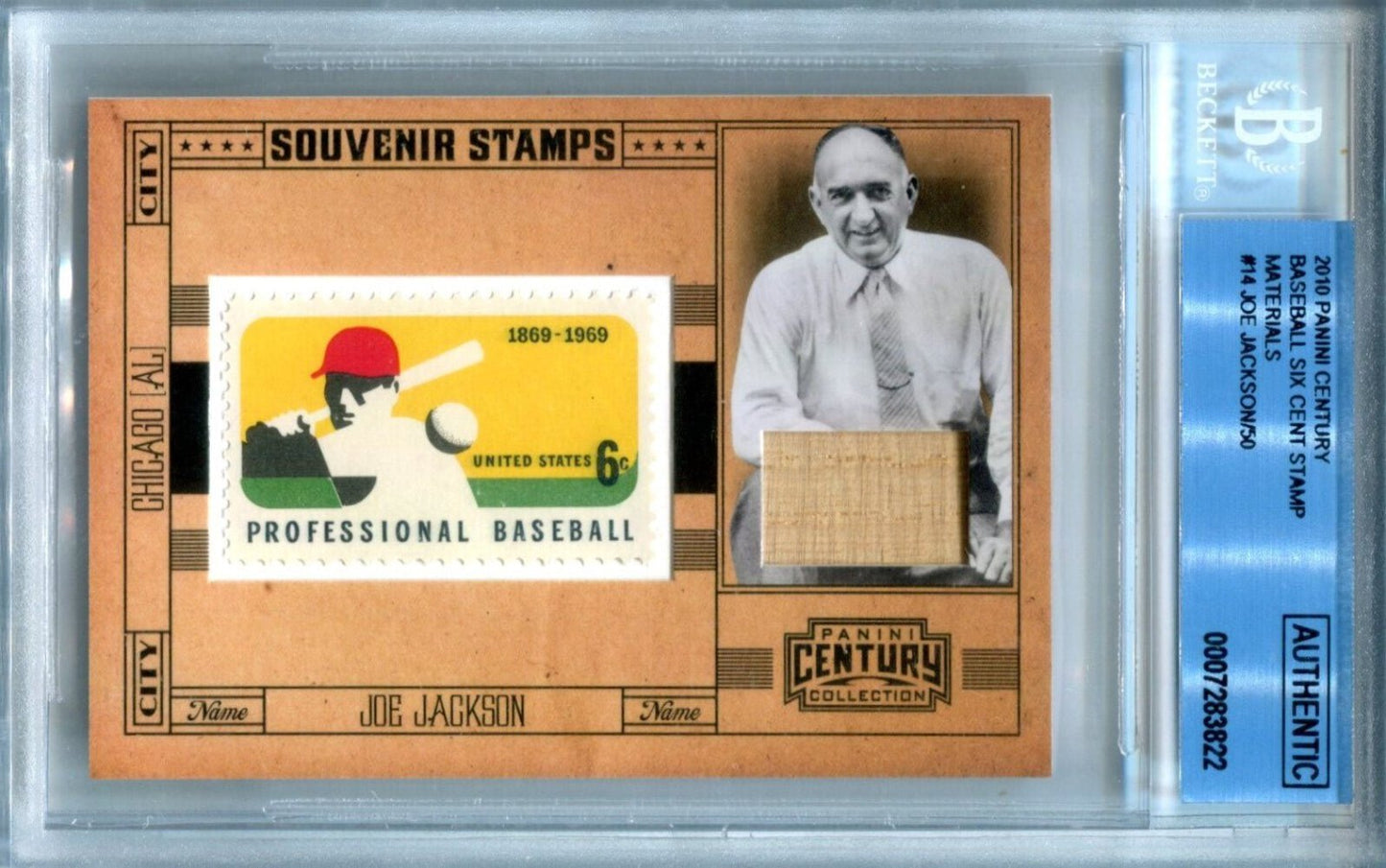 Joe Jackson 2010 Panini Century Baseball Six Century Stamp #14 Card Bgs Auth