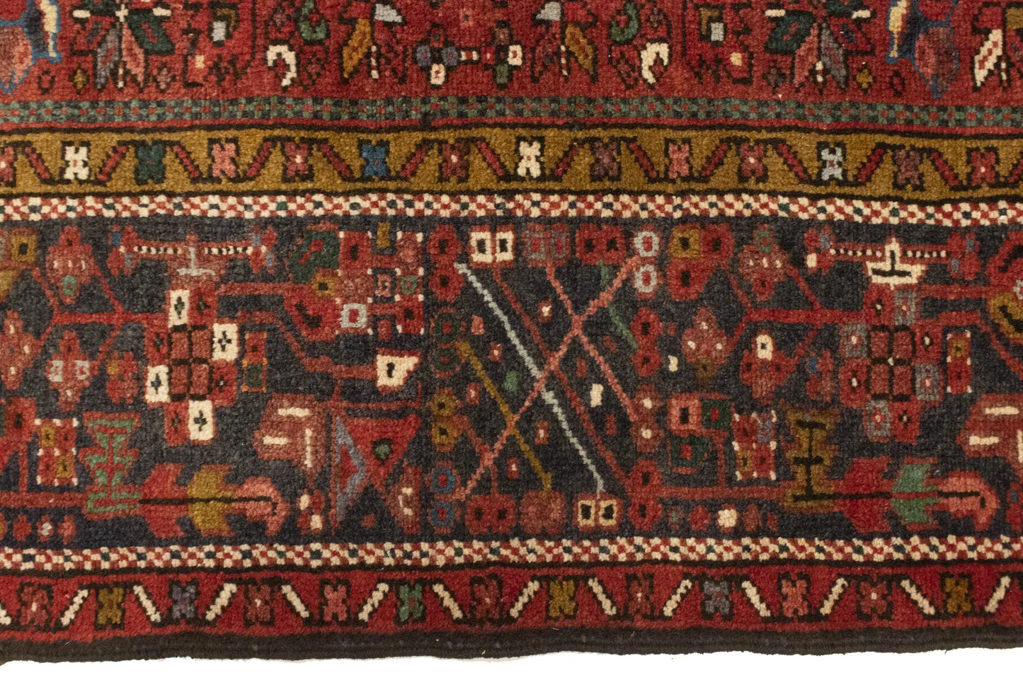 Handmade Vintage Tribal Geometric Area Rug Rusty