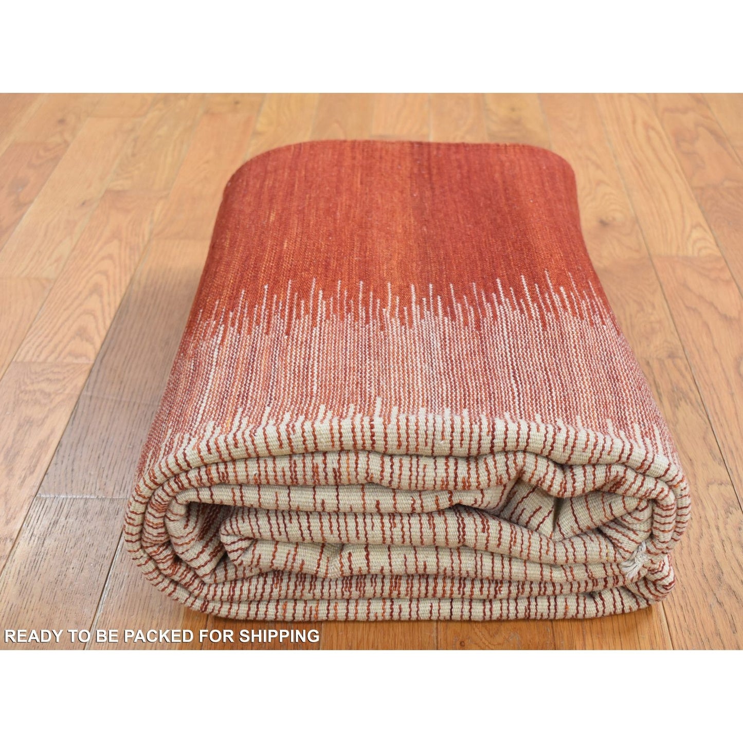 8'X10'2" Ivory 100% Wool Flat Weave Durie Kilim Hand Woven Reversible Rug