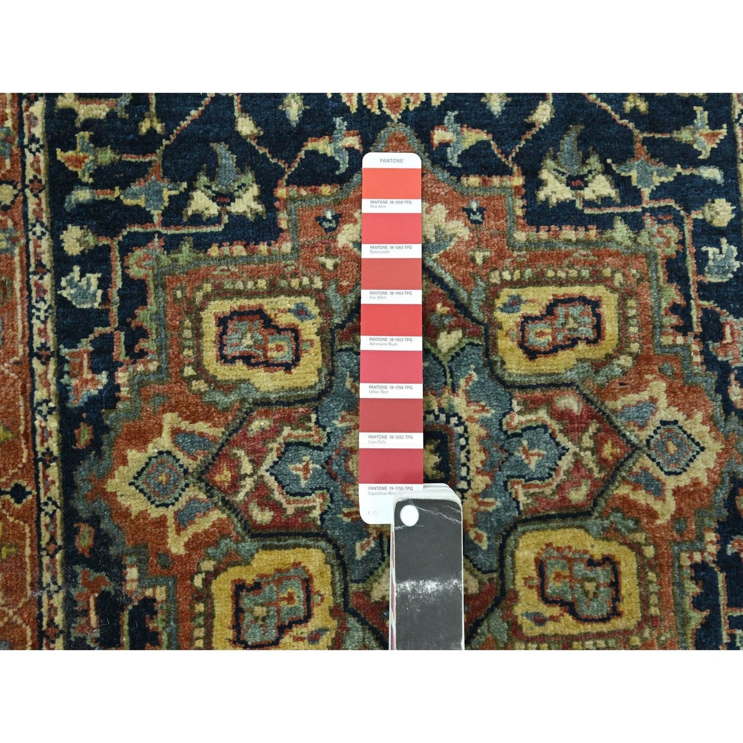 2'6"X11'5" Navy Heris With Medallions Design Hand Knotted Wool Runner Rug