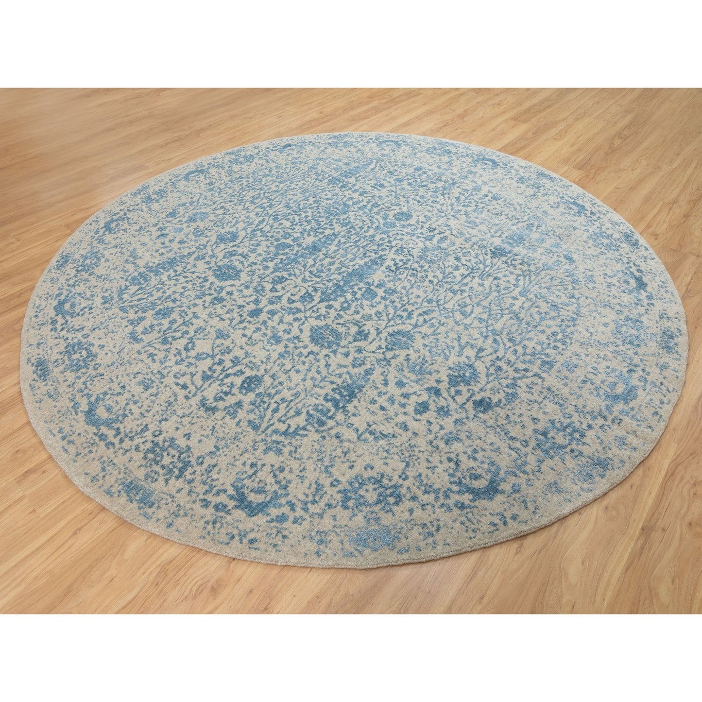 9'10"X9'10" Ivory Jacquard Handloomed Broken Cypress Treedesign Rug