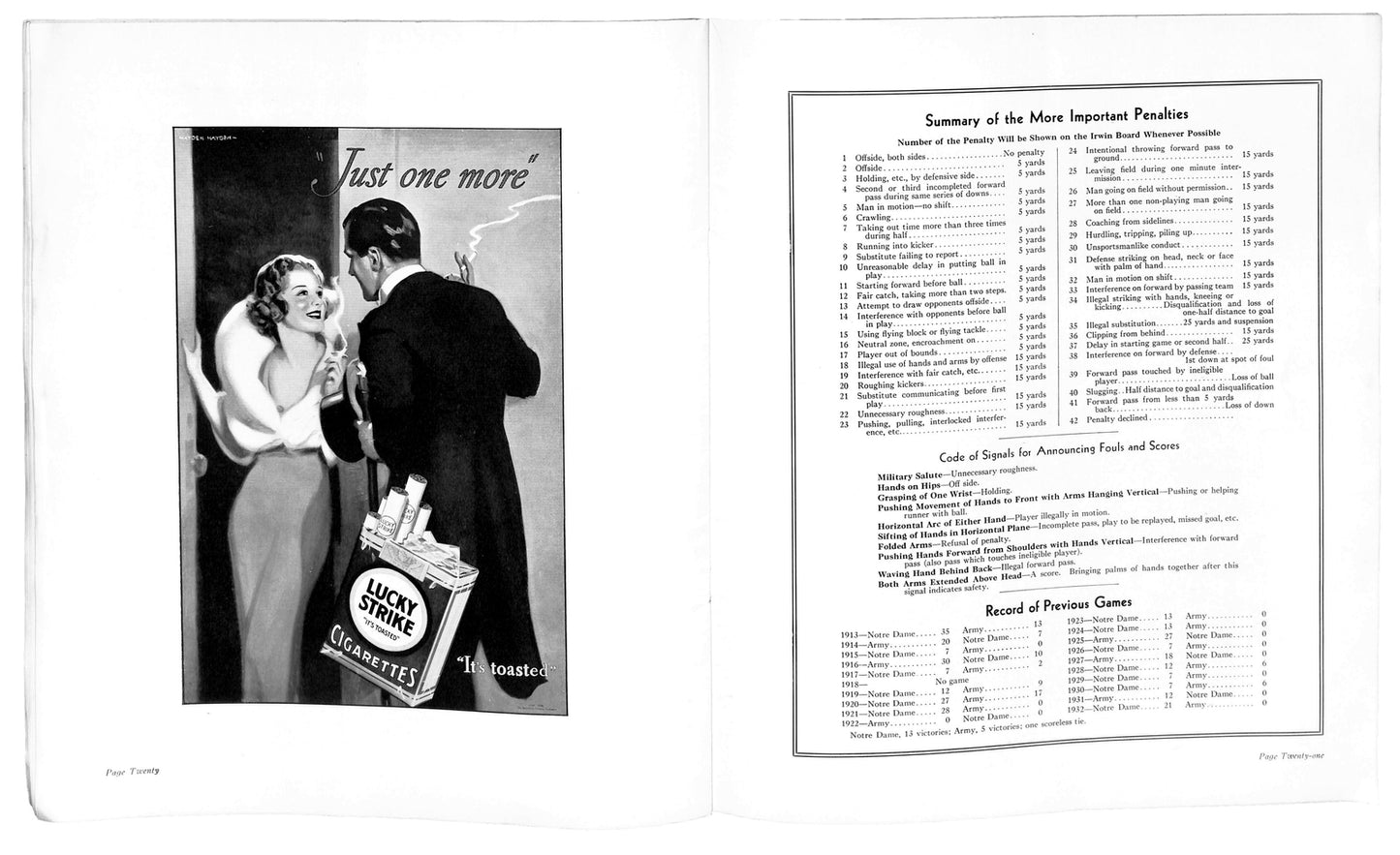 12/2/1933 Army Vs. Notre Dame College Program