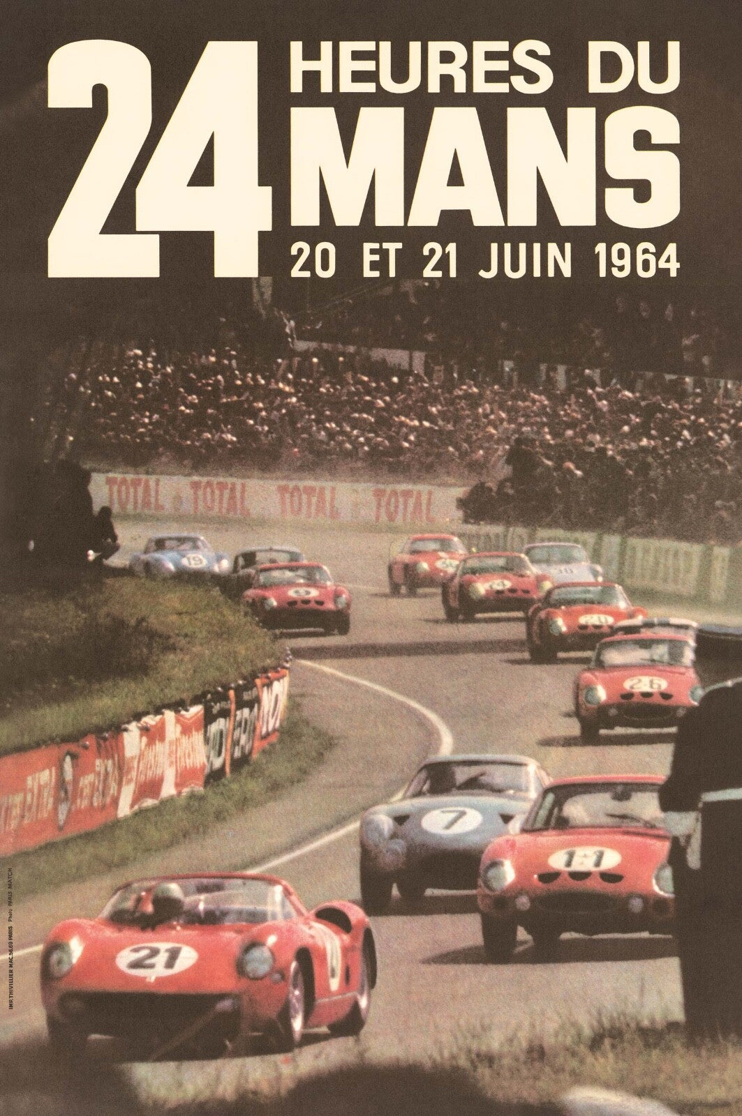 24 Hours Of Lemans 1964 Vintage Race Poster On Linen Excellent