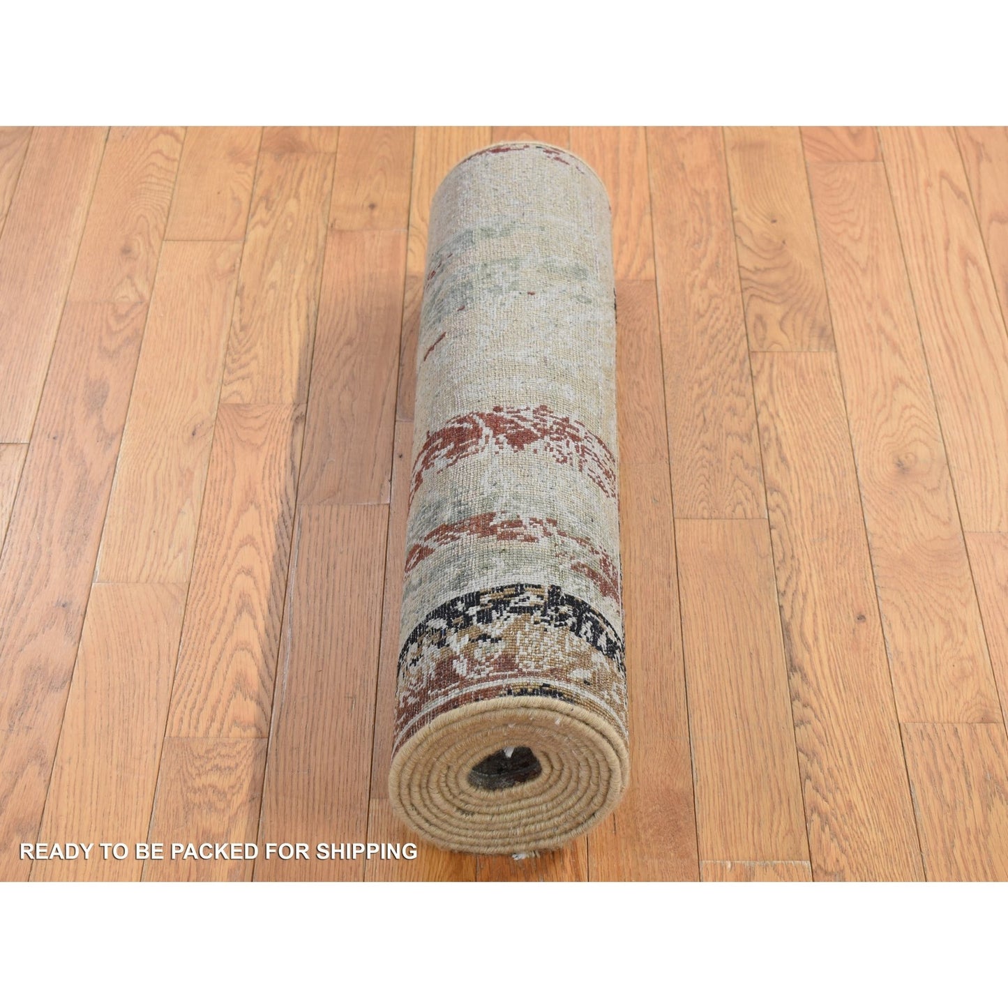 2'6"X9'10" Gray Erased Tulip Design Silk/Wool Hand Knotted Runner Rug