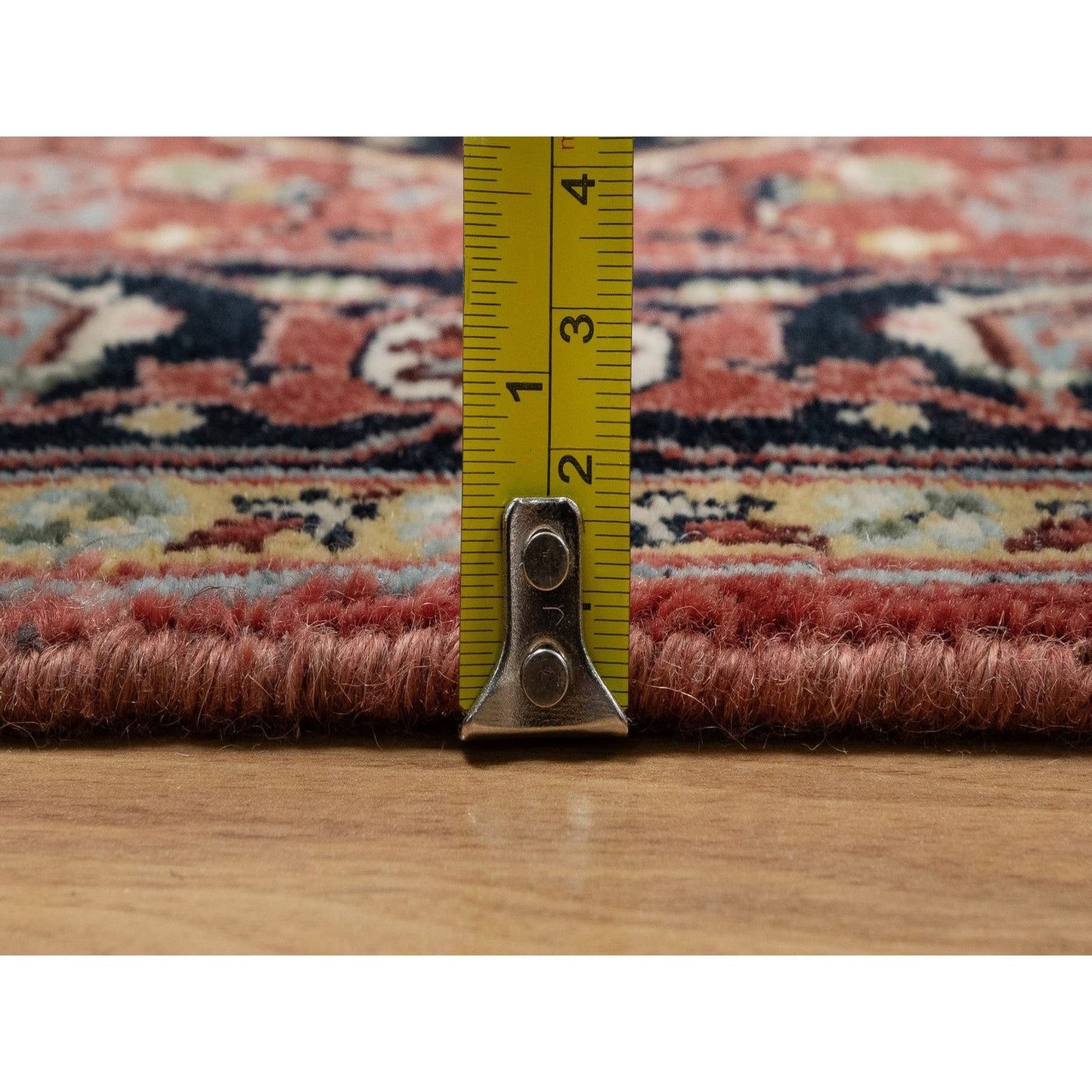 3'X5' Red Antiqued Heris Re-Creation Hand Knotted New Zealand Wool Rug