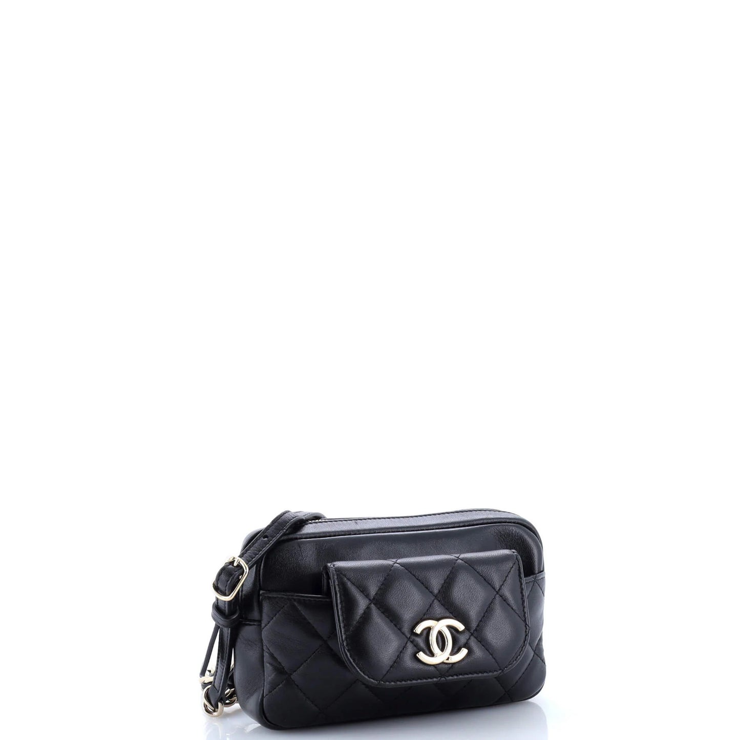 Chanel Cc Front Pocket Waist Bag Quilted Lambskin