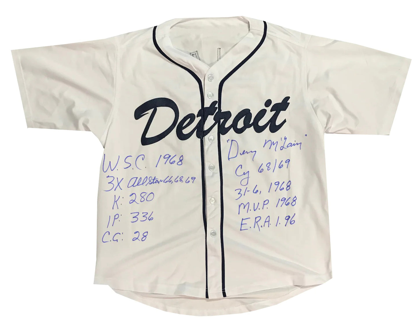Denny Mclain Autographed Detroit Tigers Stat Jersey