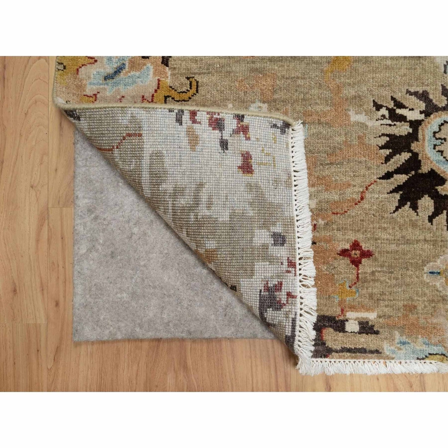 2'1"X3'2" Brown Broken Pattern Oushak Design Wool Hand Knotted Mat Rug