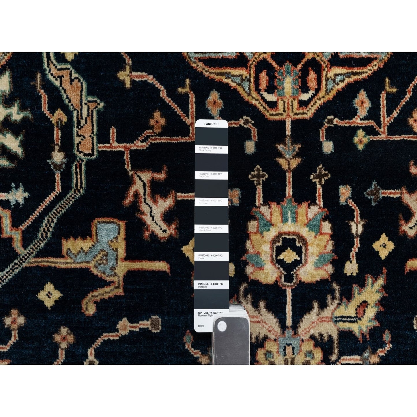 4'2"X6'3" Oxford Blue Heris Re-Creation Hand Knotted Wool Oriental Rug