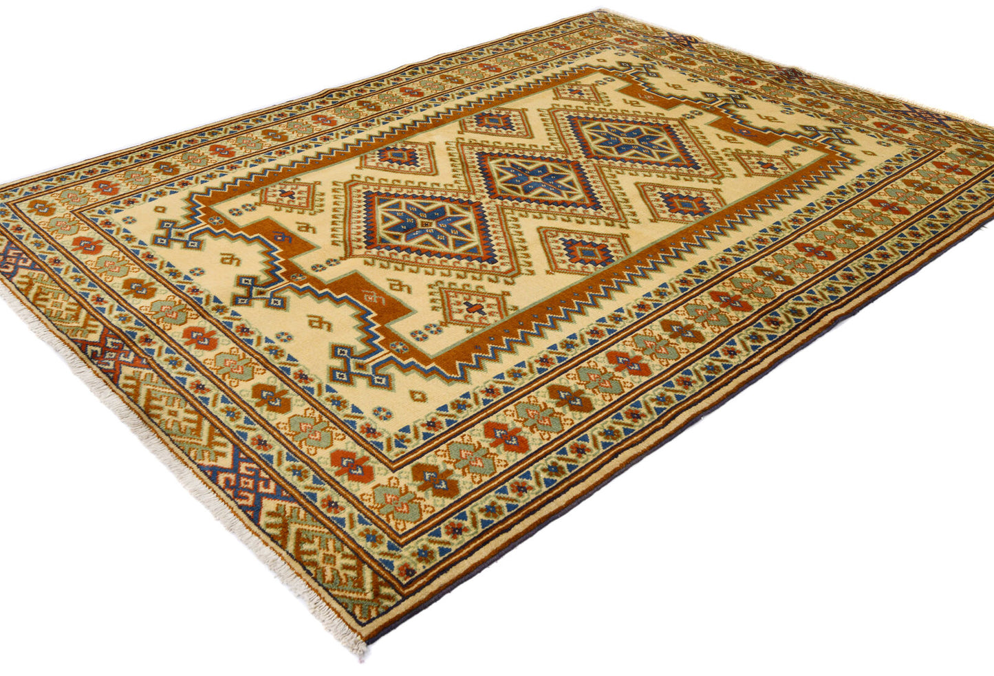 Handmade Oriental Rug Geometric Tribal Design
