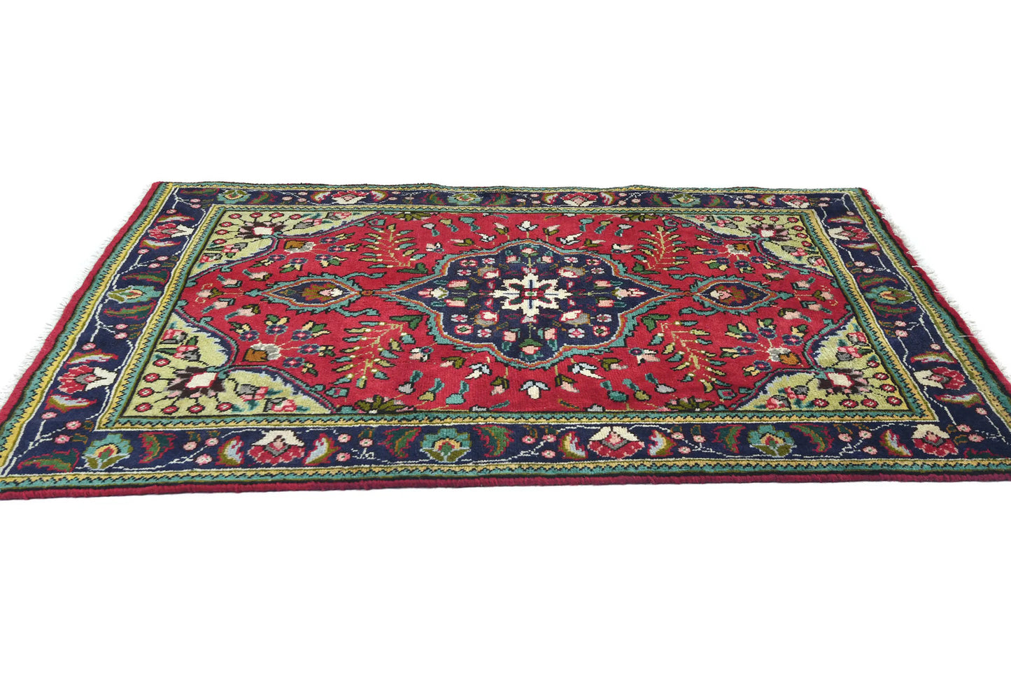Vintage Handmade Small Red Oriental Rug Classic