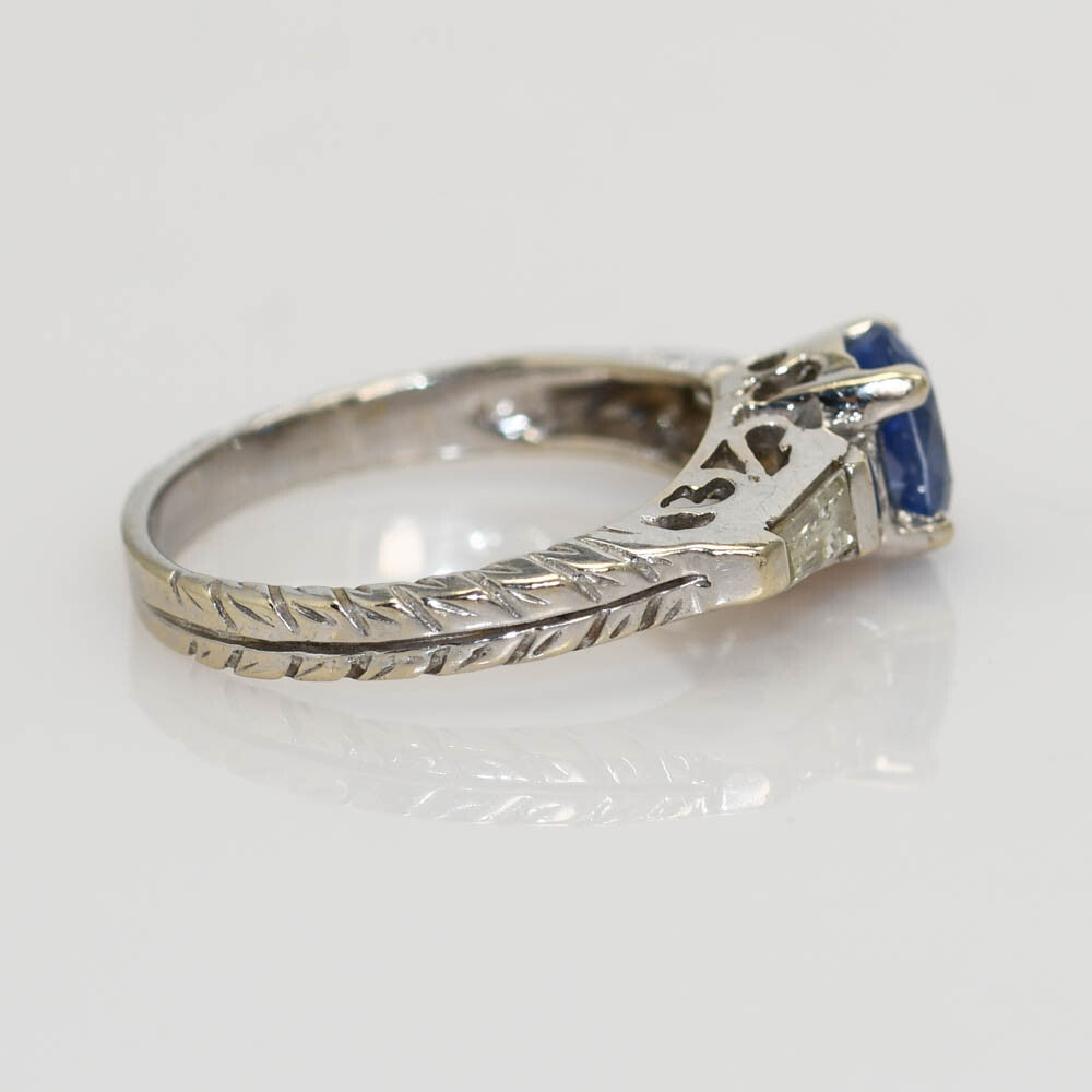 18K White Gold Diamond & Sapphire Ring, 1.12Ct