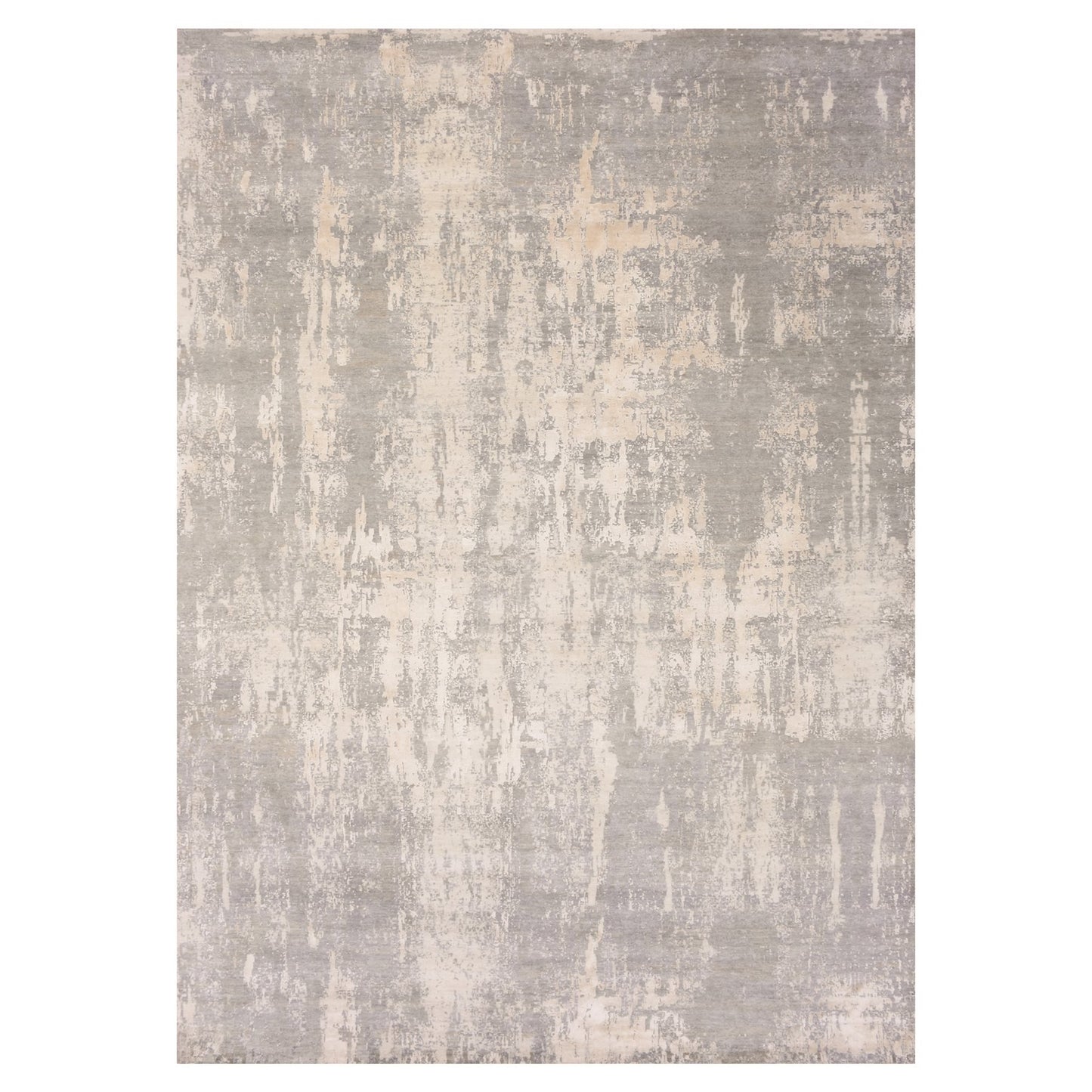 10'X14'1" Jubilee Gray Modern Abstract Design Hand Knotted Wool Silk Rug
