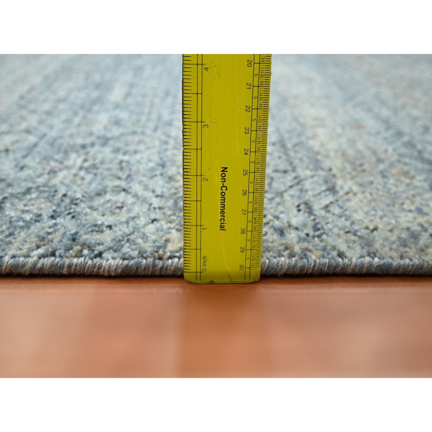 9'X12'2" Gray Kohinoor Small Repetitive Design Soft Wool Hand Knotted Rug