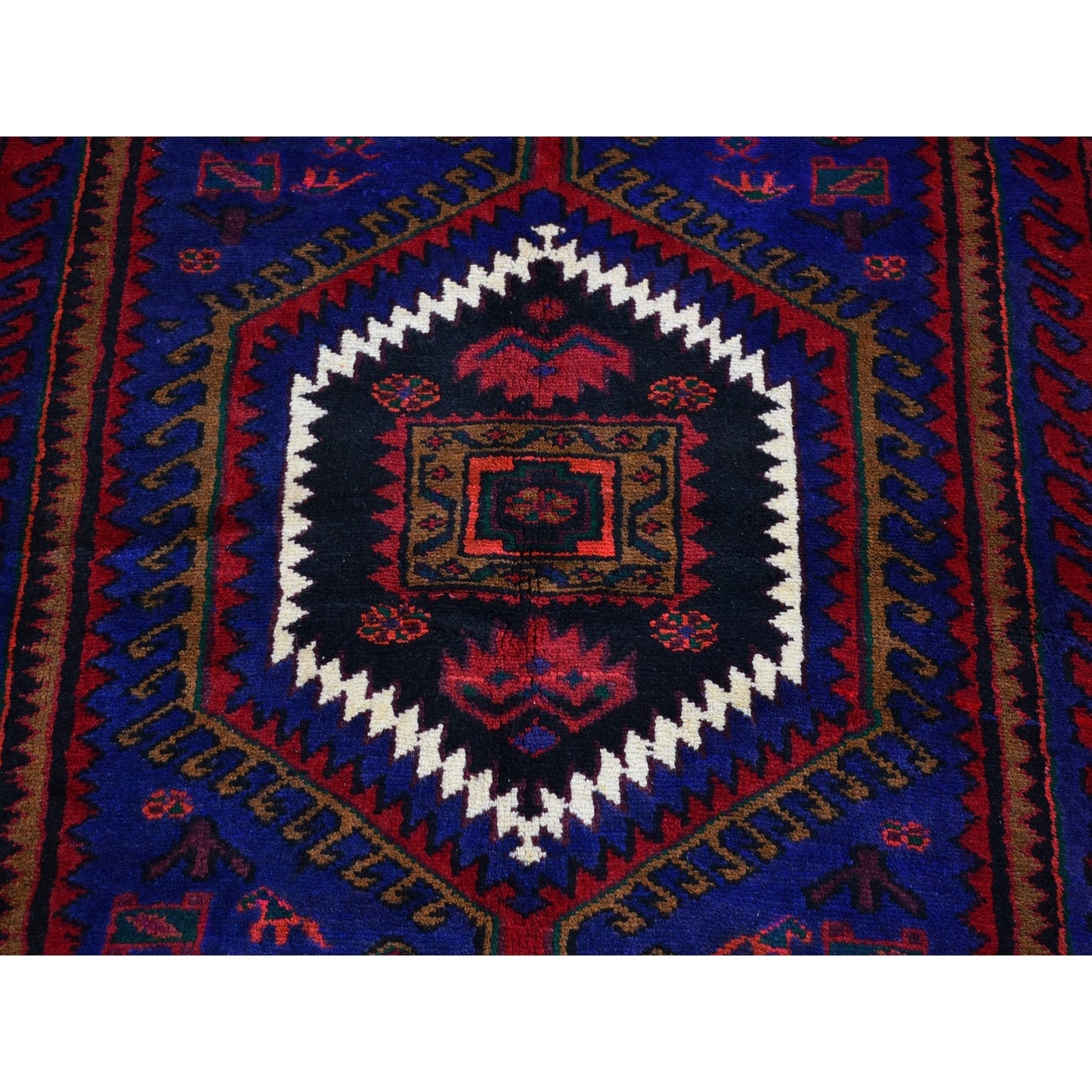 4'6"X6'8" Red New Farsian Amadan Organic Wool Hand Knotted Oriental Rug