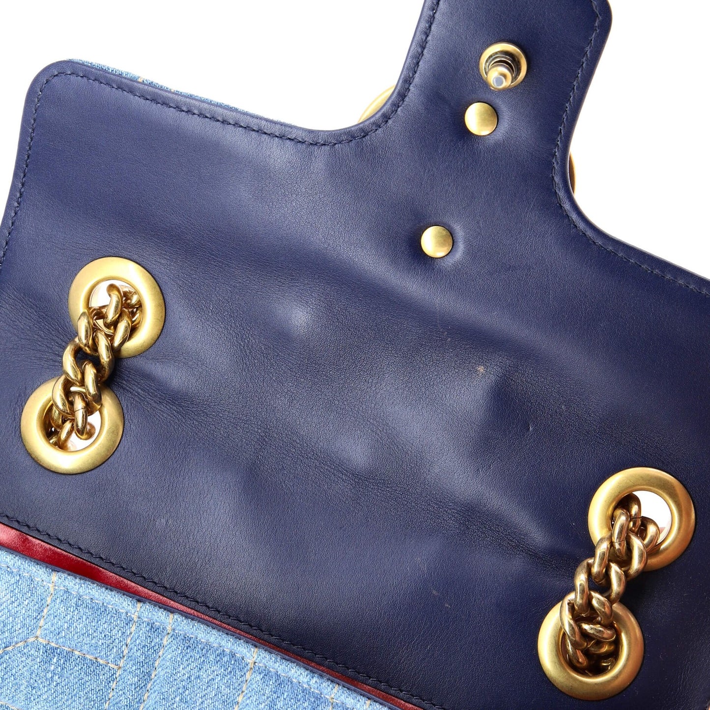 Gucci Pearly Gg Marmont Flap Bag Embellished Matelasse Denim Mini