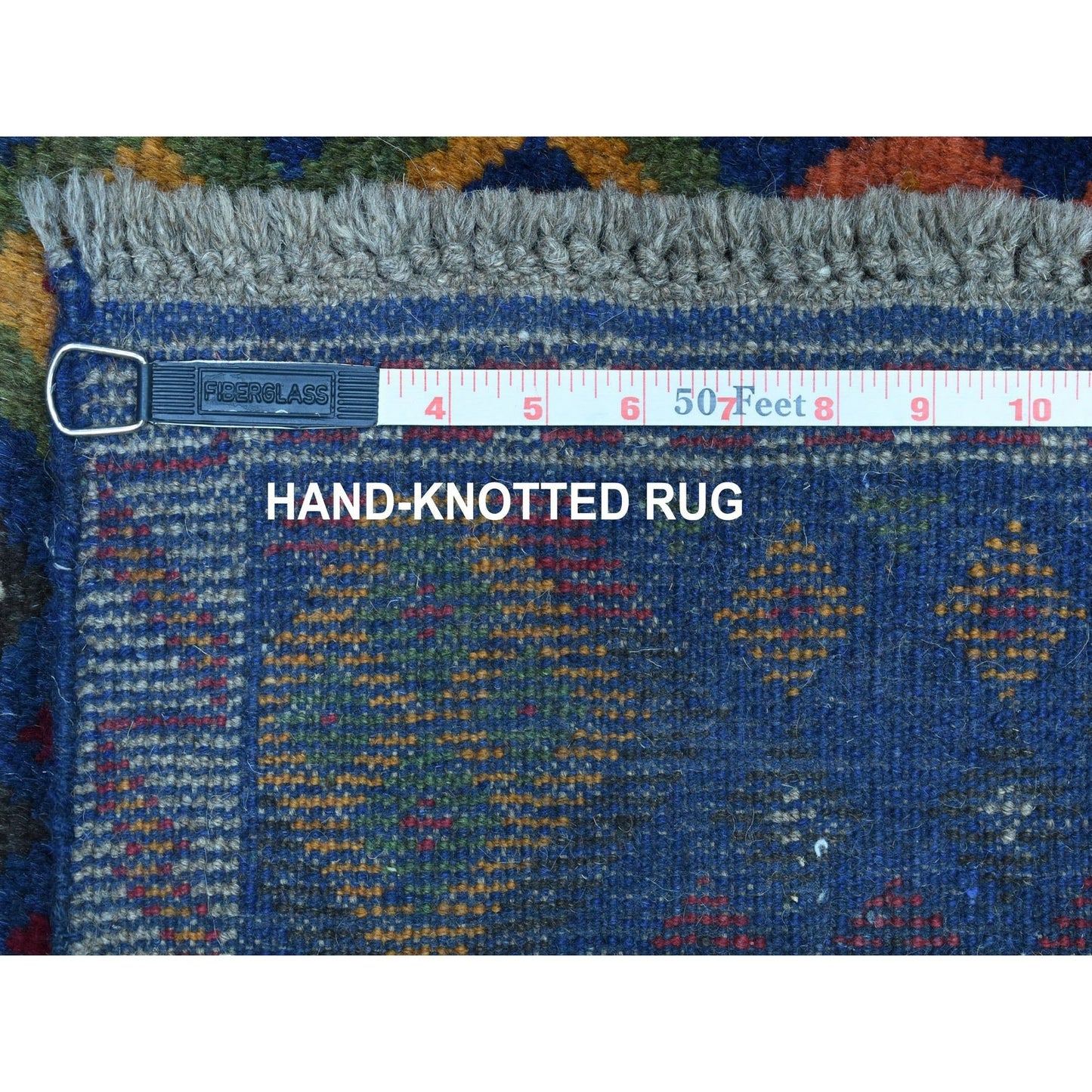 4'1"X5'8" Geometric Design Hand Made Wool Colorful Afghan Village Rug