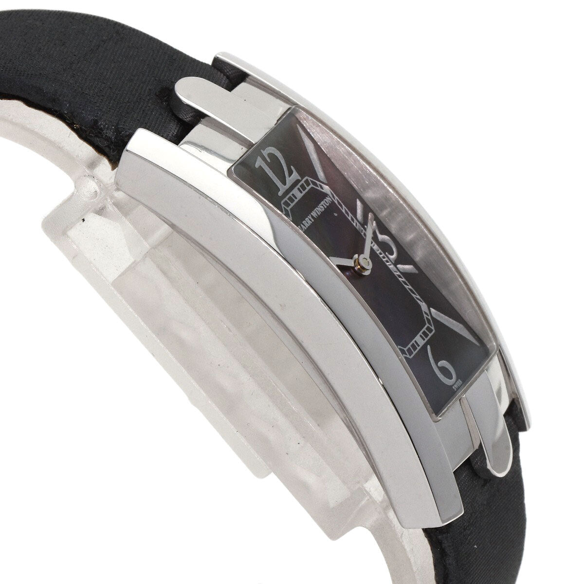 Harry Winston Avenue C Watches 330Lqw K18 White Gold/Leather X Satin Ladies