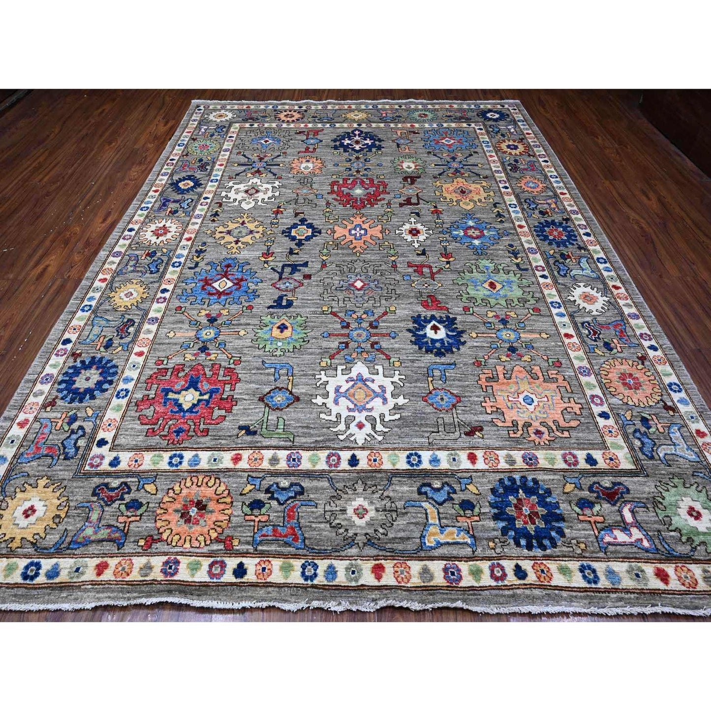 8'10"X11'7" Perfect Gray Wool Foundation Angora Oushak Oriental Rug